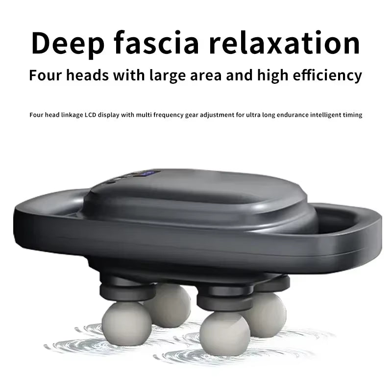 Professional Grade 4-Head Fascia Gun Wireless Handheld Automatic Massager to Relieve Muscle Soreness Dynamic Therapy Vibrator