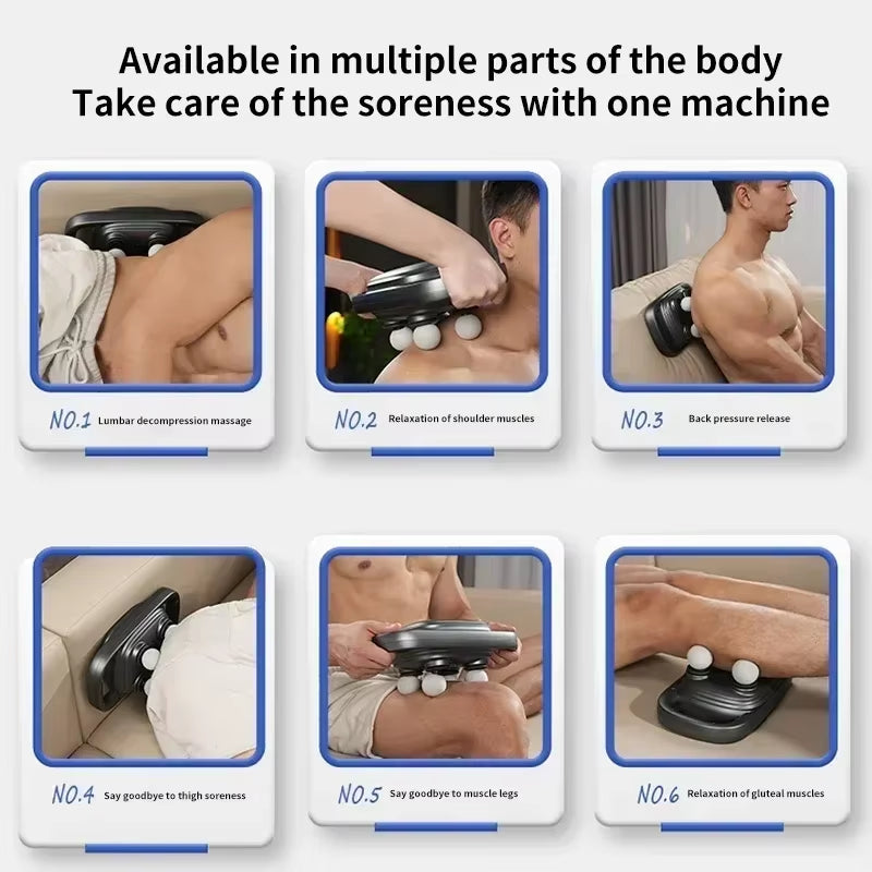 Professional Grade 4-Head Fascia Gun Wireless Handheld Automatic Massager to Relieve Muscle Soreness Dynamic Therapy Vibrator