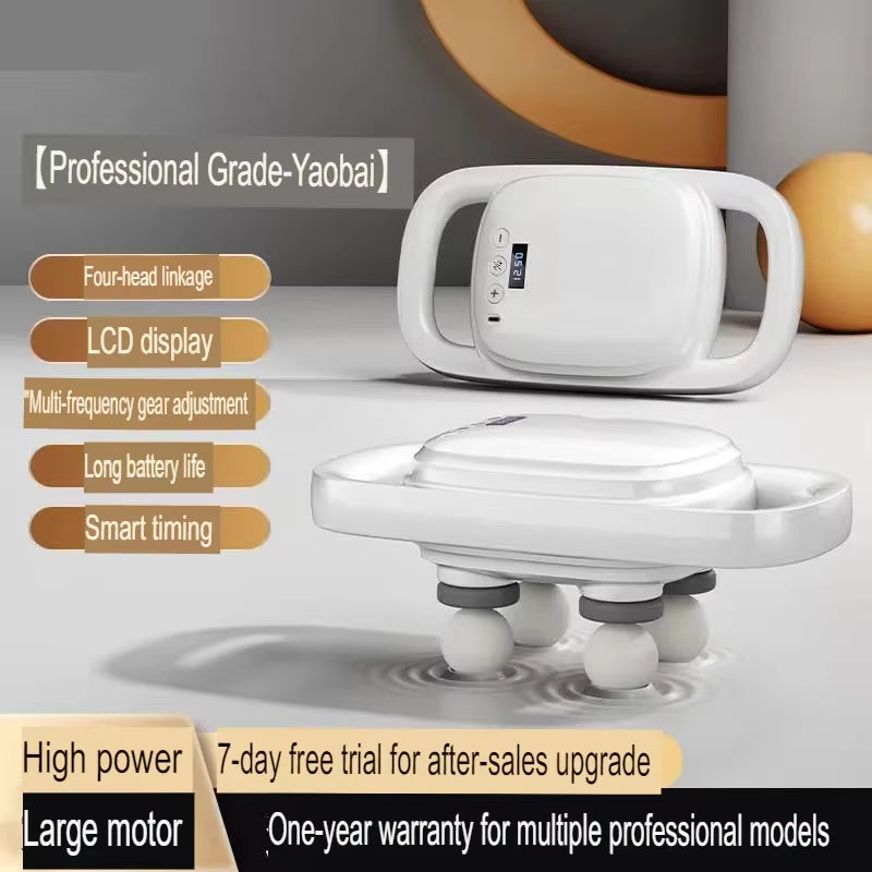 Professional Grade 4-Head Fascia Gun Wireless Handheld Automatic Massager to Relieve Muscle Soreness Dynamic Therapy Vibrator